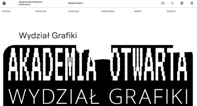 Screen z strony uczelni Kierunek Grafika