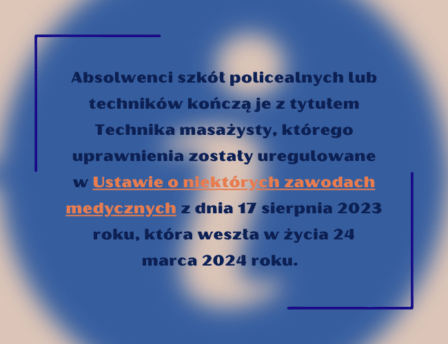 Infografika przedstawiająca informację o ustawie regulującej zawód technika masażysty w Polsce