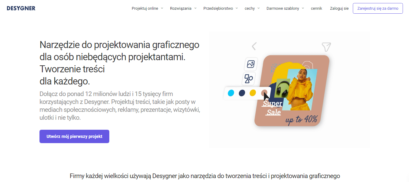 Strona główna Desygner z opisem funkcji i możliwości