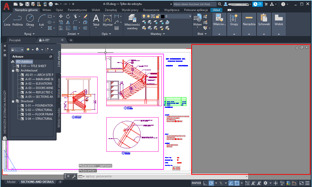 zmiana tła papieru autocad
