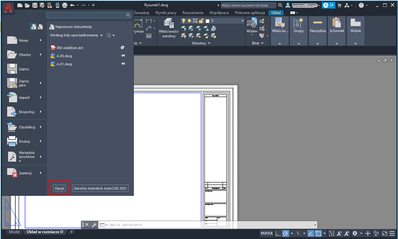 zmiana tła autocad