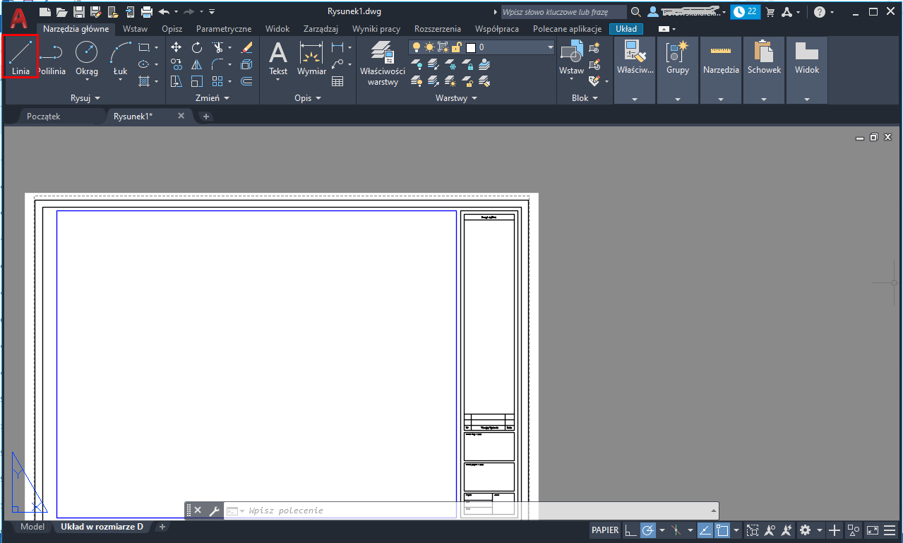 AutoCAD – rysowanie linii