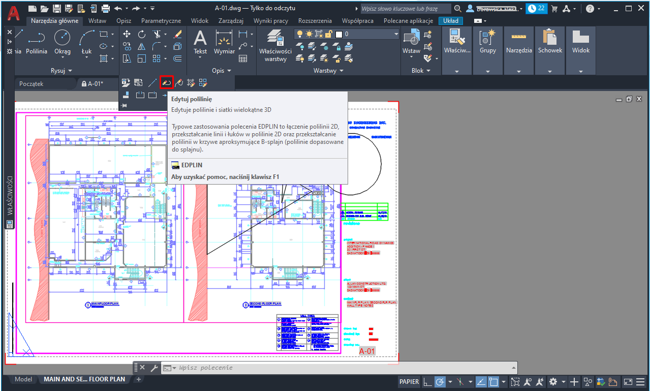 Łączenie linii w polilinie w AutoCAD