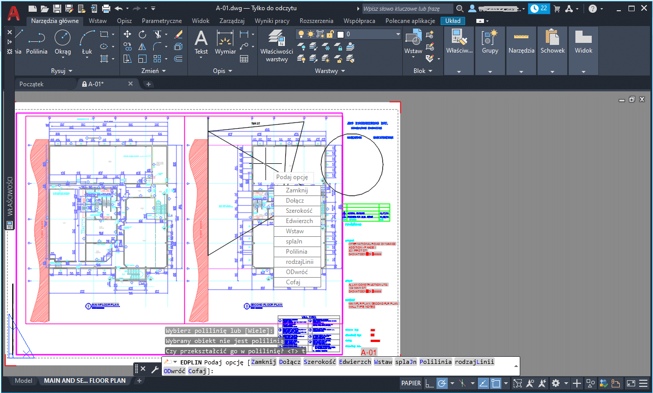 Jak zamienić linię na podlinię w AutoCAD