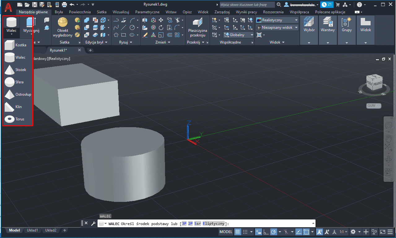 Rysunek 3D w AutoCAD