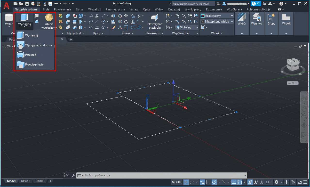 Rysowanie bryły w AutoCAD
