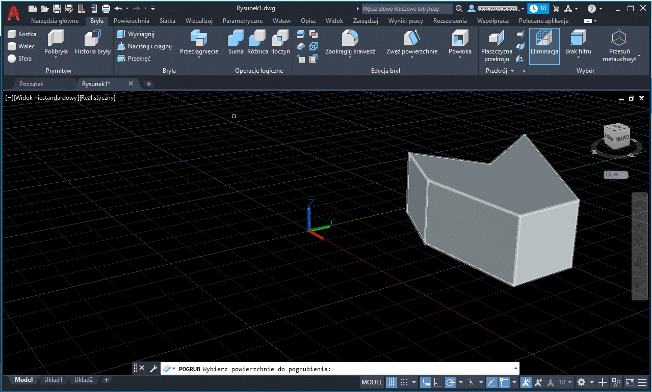 Edycja brył 3D w AutoCAD