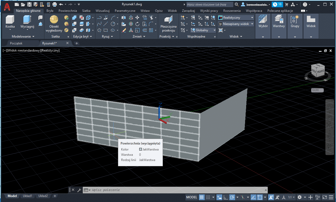 AutoCAD – modele powierzchniowe