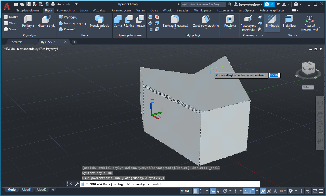 Zaokrąglanie krawędzi w AutoCAD