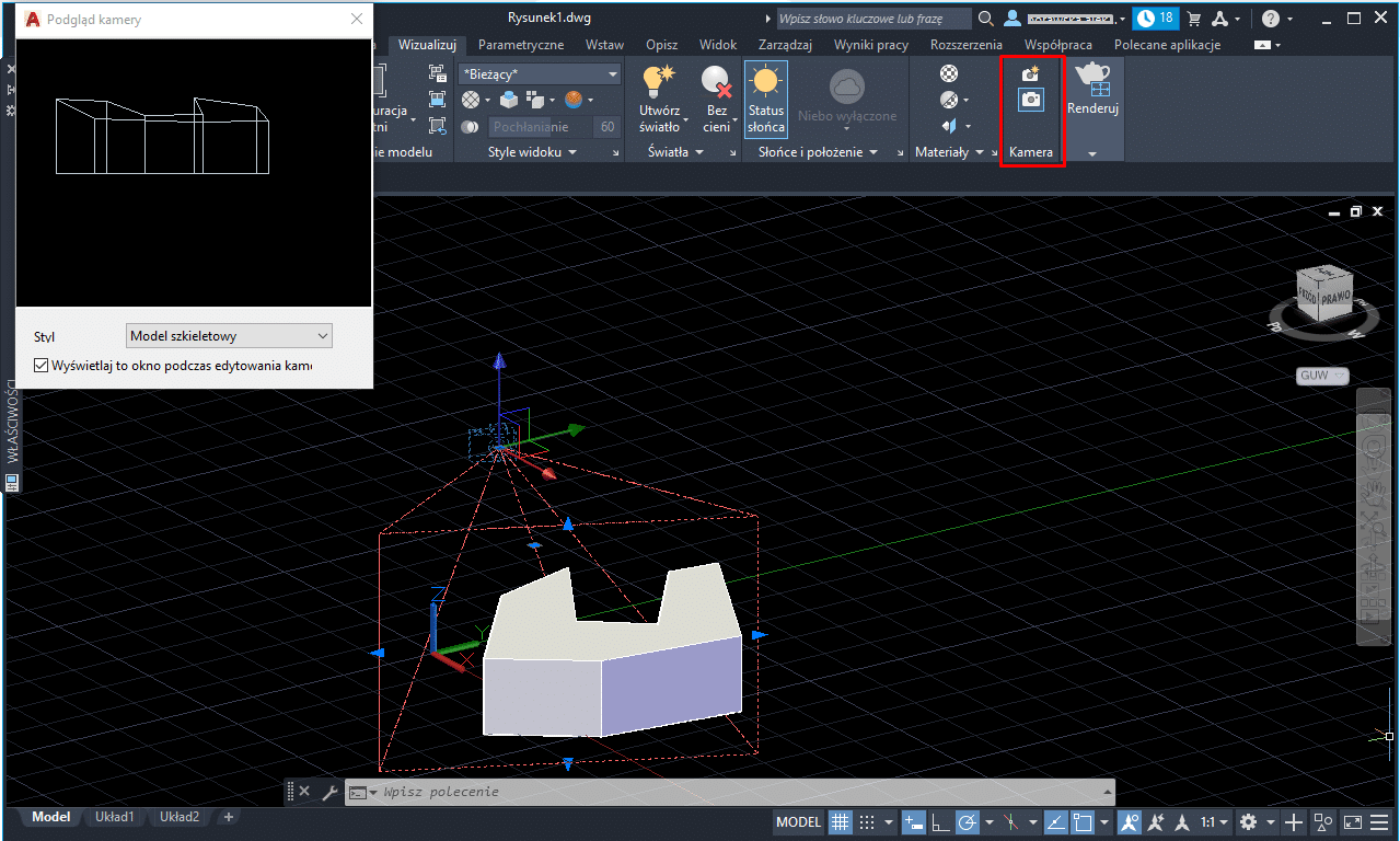 Narzędzie Kamera w AutoCAD