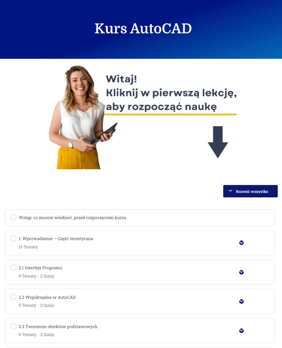Kurs AutoCAD wnętrze platformy edukacyjnej