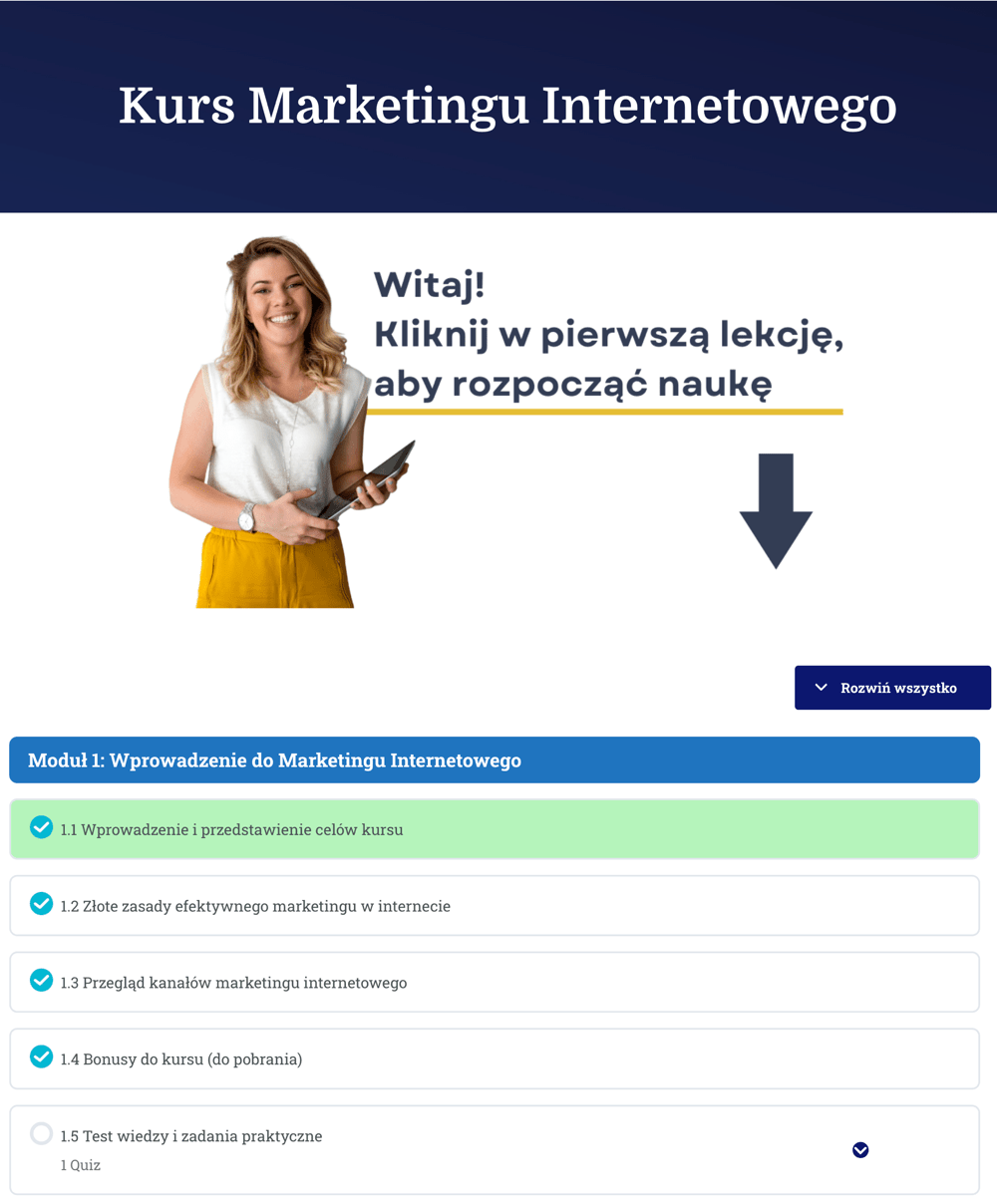 wnętrze kursu marketingu internetowego