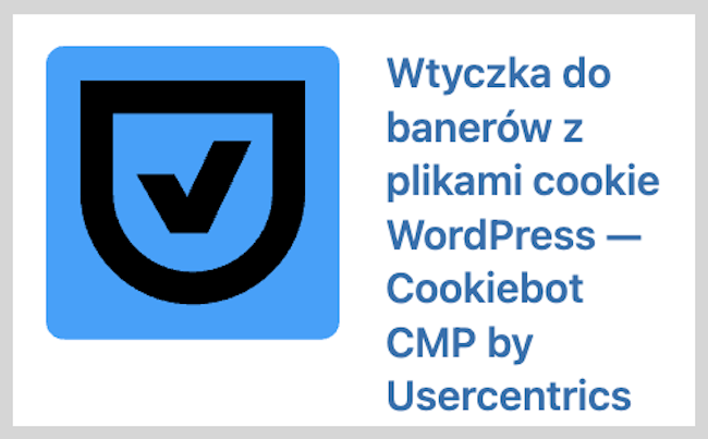 Zrzut ekranu wtyczka Cookiebot CMP